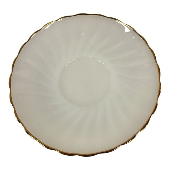 Anchor Hocking Other - Vintage Anchor Hocking Milk Glass Gold Rim 5 3/4" Oven Proof Saucer Dish Plate